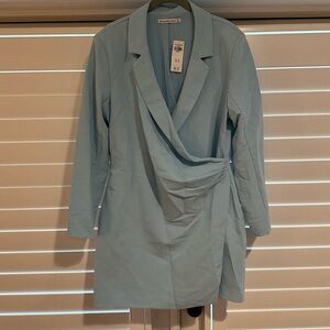 Abercrombie & Fitch Blue Ruched Wrap Dress